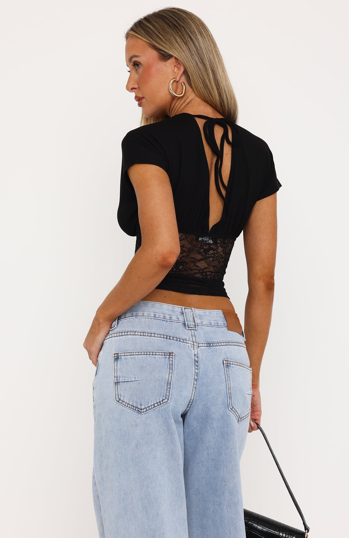 Falling Out Of Focus Short Sleeve Top Black