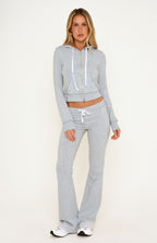 Not Done Yet Zip Up Fitted Hoodie Grey Marle