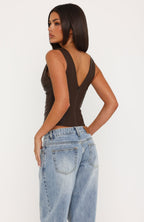 For Her Only PU Bustier Chocolate