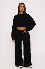 Give You A Break Cropped V Neck Boxy Sweater Black