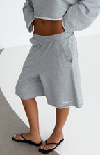It Must Be A Sign Longline Lounge Shorts Dark Grey Marle