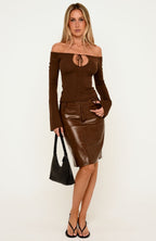 Peak Energy Long Sleeve Knit Top Chocolate