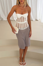 Pixel Romance Midi Skirt Dove
