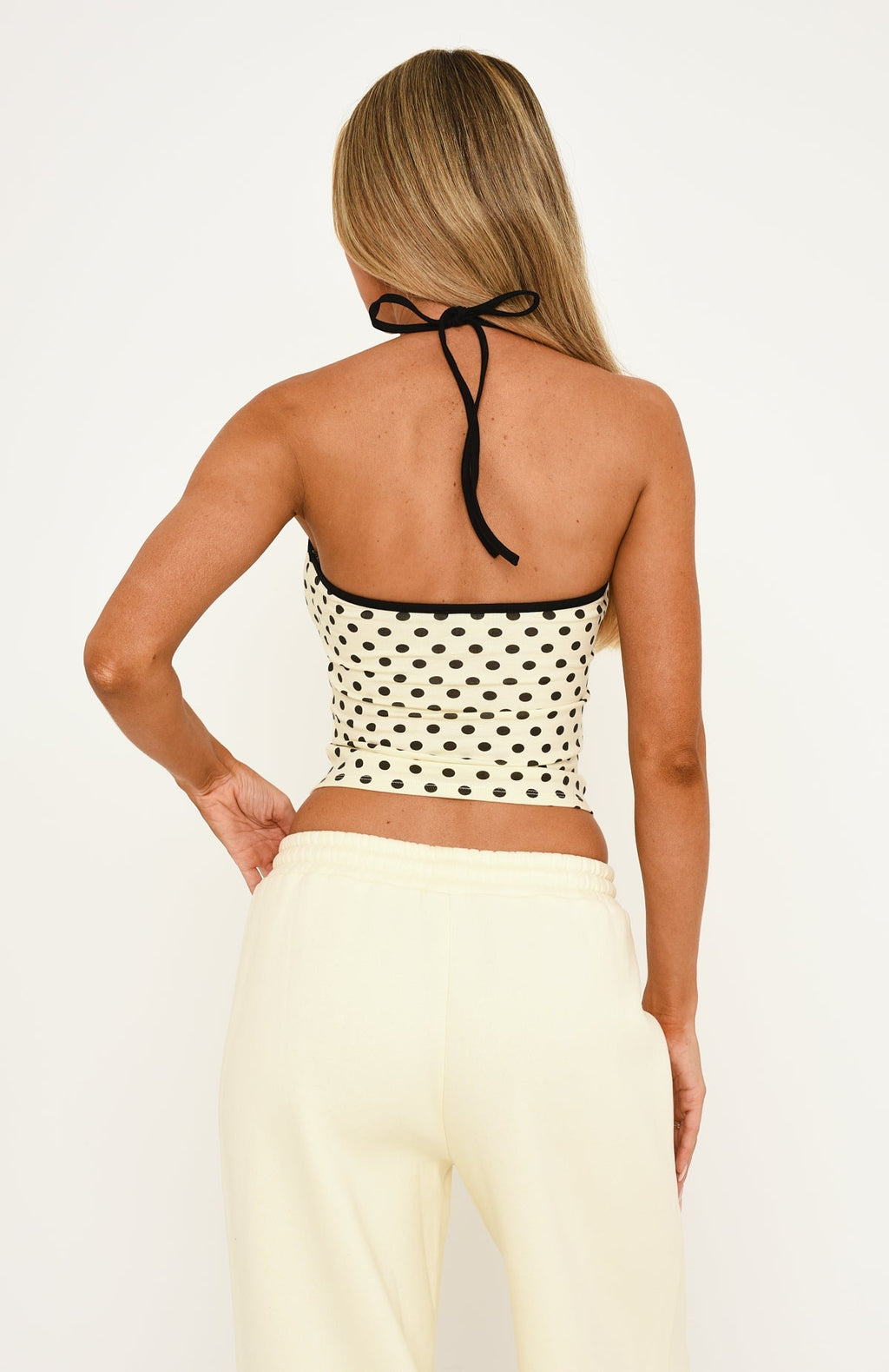 Just Peachy Halter Top Cream/Black