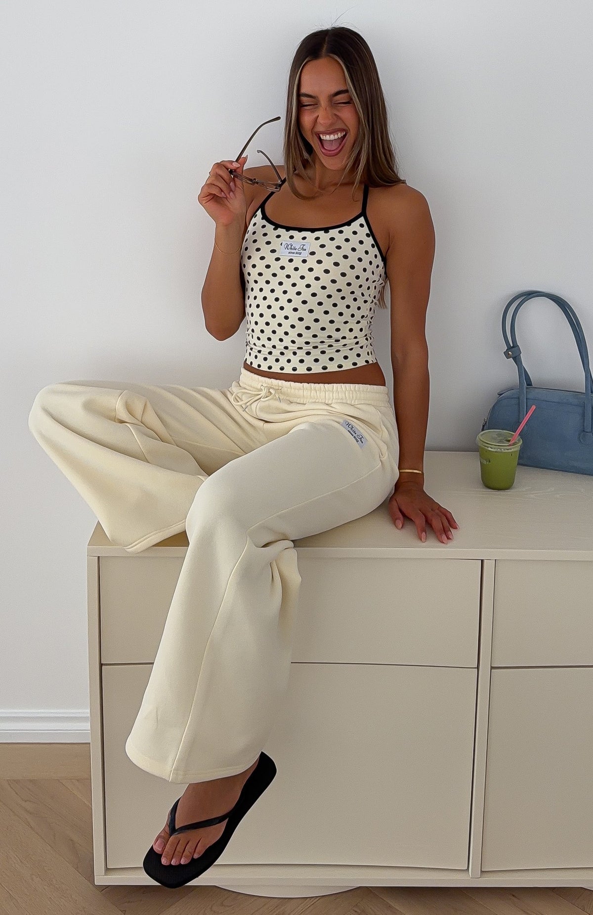 Just Peachy Halter Top Cream/Black