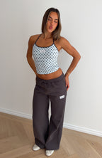 Just Peachy Wide Leg Sweatpants Charcoal
