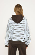 Just Peachy Oversized Slouch Zip Front Hoodie Dusty Blue/Charcoal