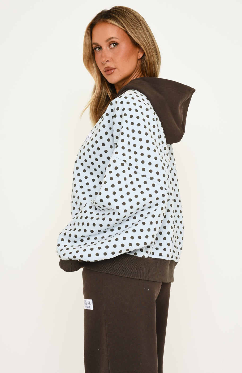 Just Peachy Oversized Slouch Zip Front Hoodie Dusty Blue/Charcoal