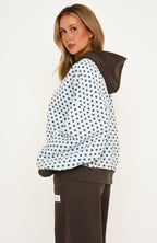 Just Peachy Oversized Slouch Zip Front Hoodie Dusty Blue/Charcoal