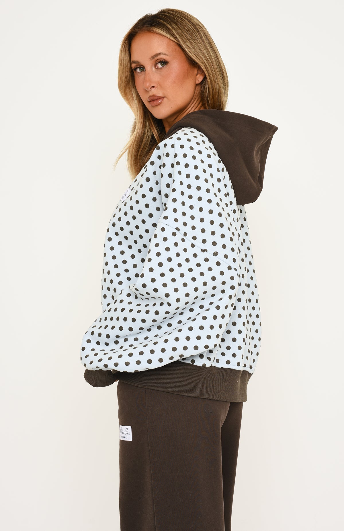 Just Peachy Oversized Slouch Zip Front Hoodie Dusty Blue/Charcoal