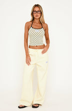 Just Peachy Wide Leg Sweatpants Cream