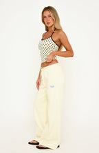 Just Peachy Wide Leg Sweatpants Cream