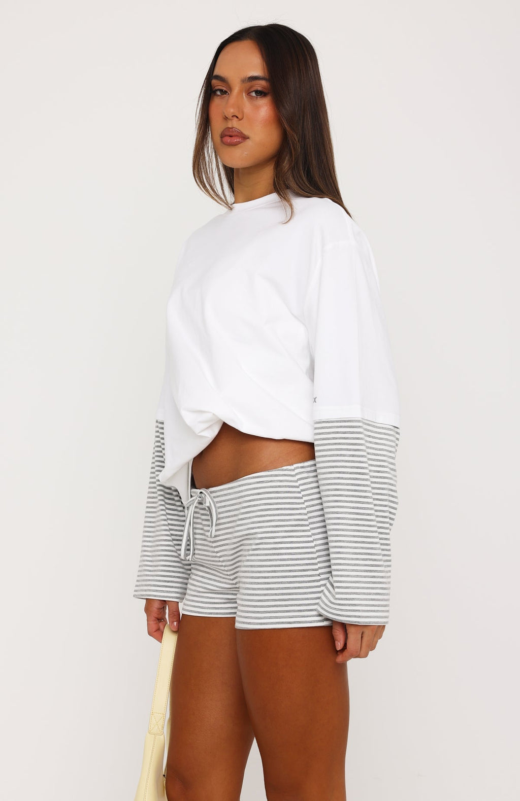 Let's Take Our Time Long Sleeve Layered Tee White