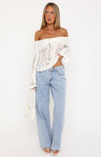 Lust Of Love Off Shoulder Lace Top Off White