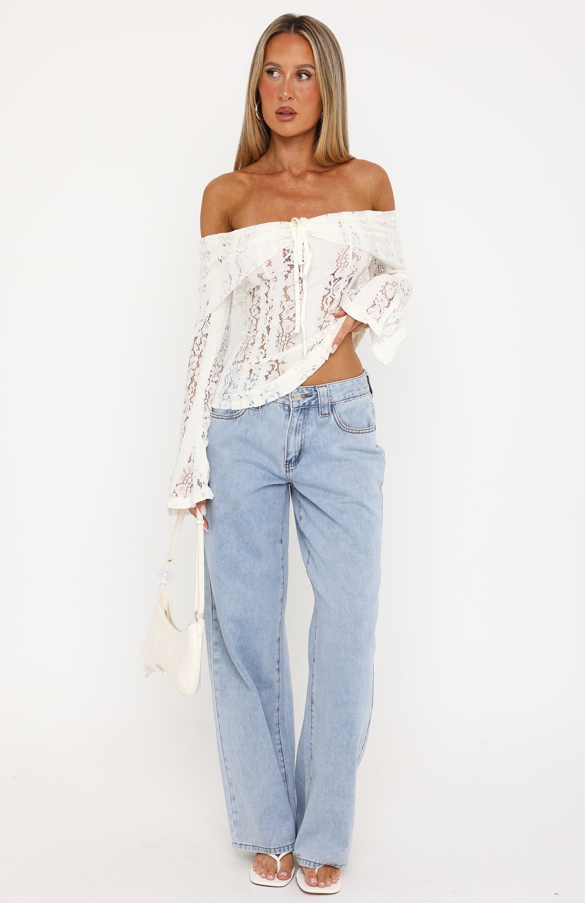 Lust Of Love Off Shoulder Lace Top Off White