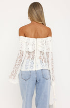 Lust Of Love Off Shoulder Lace Top Off White
