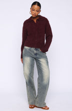 Chill Luxe Knit Cardigan Merlot