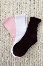 Next Round 3 Pack Socks White/Chocolate/Pink