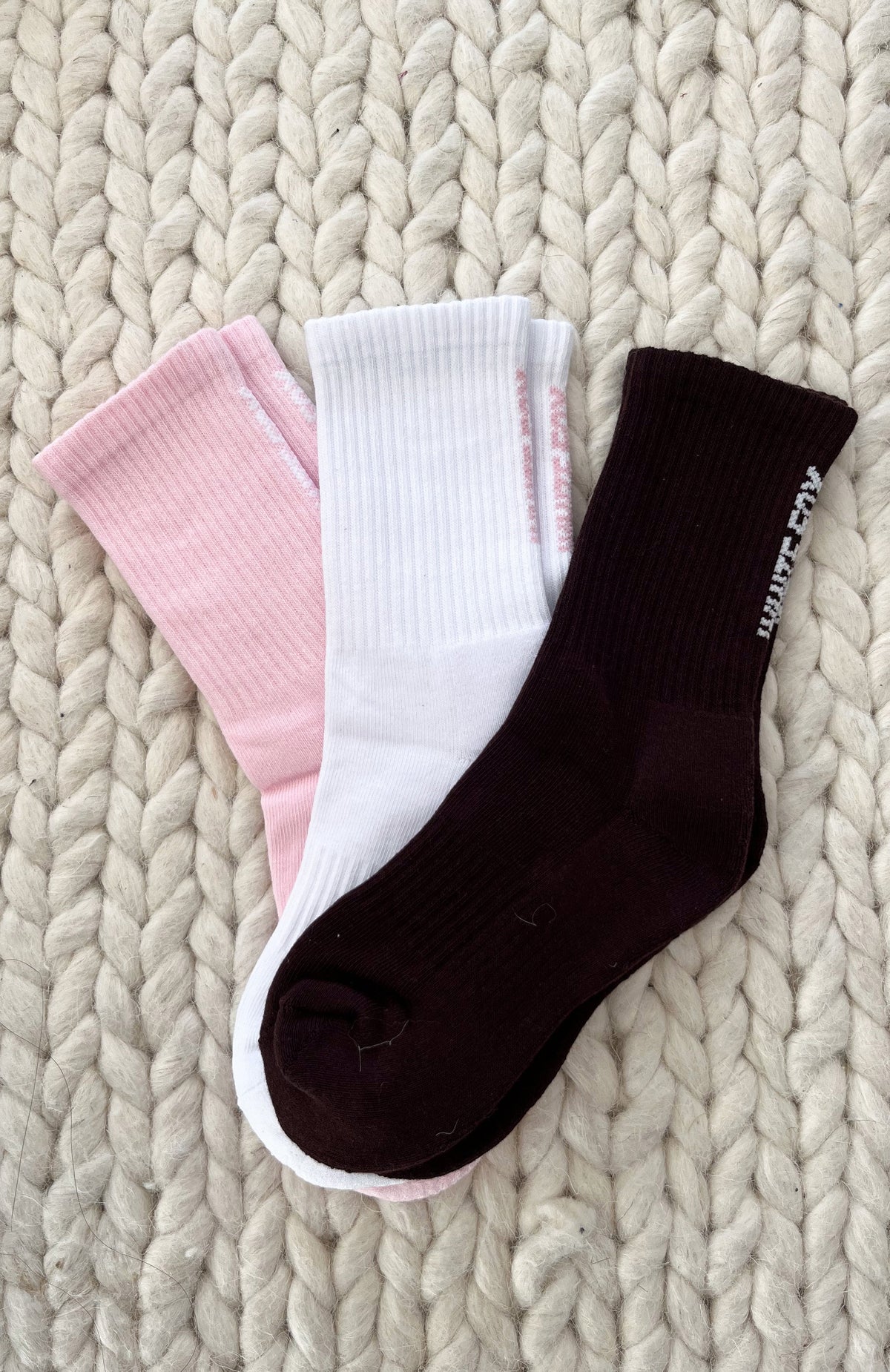 Next Round 3 Pack Socks White/Chocolate/Pink