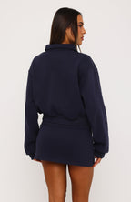 Not Changing Henley Polo Sweater Navy