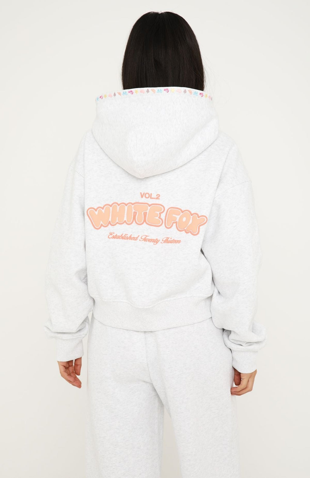 Vol. 2 Boxy Zip Front Hoodie Grey Marle