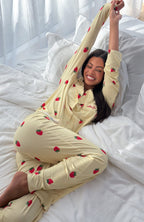 Pillow Talk Printed Long Sleeve Pyjama Set Lemon Strawberry