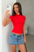 Pretty Moments Low Rise Denim Mini Skirt Mid Blue Wash
