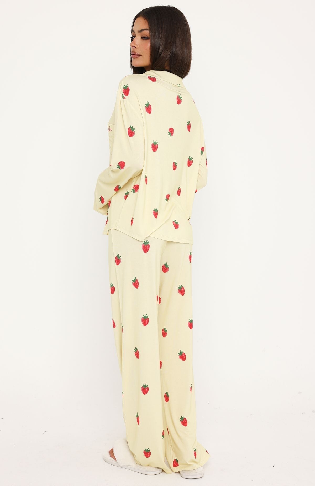 Pillow Talk Printed Long Sleeve Pyjama Set Lemon Strawberry