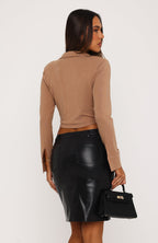 Straight Up Stunning PU Midi Skirt Black