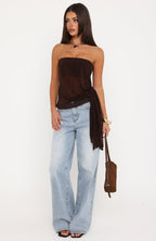 Sheer Intent Strapless Top Chocolate
