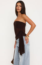Sheer Intent Strapless Top Chocolate
