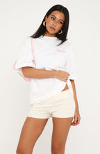 Skipping A Beat Oversized Tee White