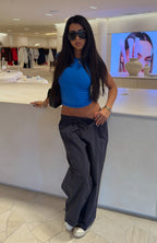 Keep Me Satisfied Cropped Barrel Pants Navy