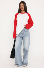 Take Her Out Long Sleeve Tee White/Red