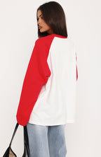 Take Her Out Long Sleeve Tee White/Red
