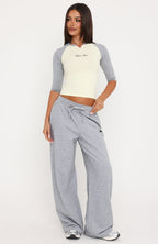 Tatiana Raglan 3/4 Sleeve Top Lemon/Grey