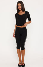 Time Stood Still 3/4 Sleeve Top Black