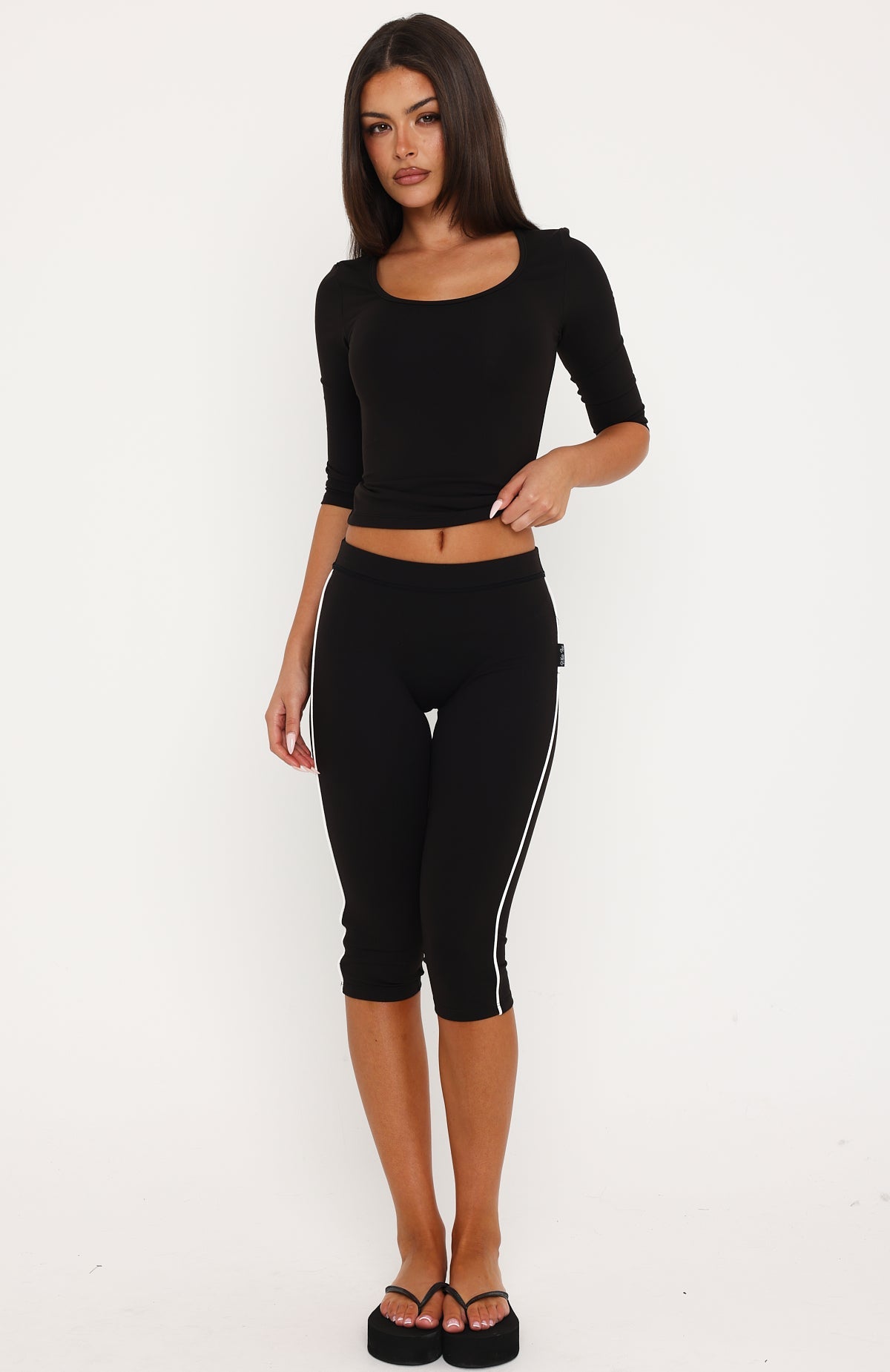 Time Stood Still 3/4 Sleeve Top Black