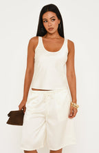 Under Different Stars Satin Top Off White
