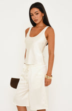 Under Different Stars Satin Top Off White