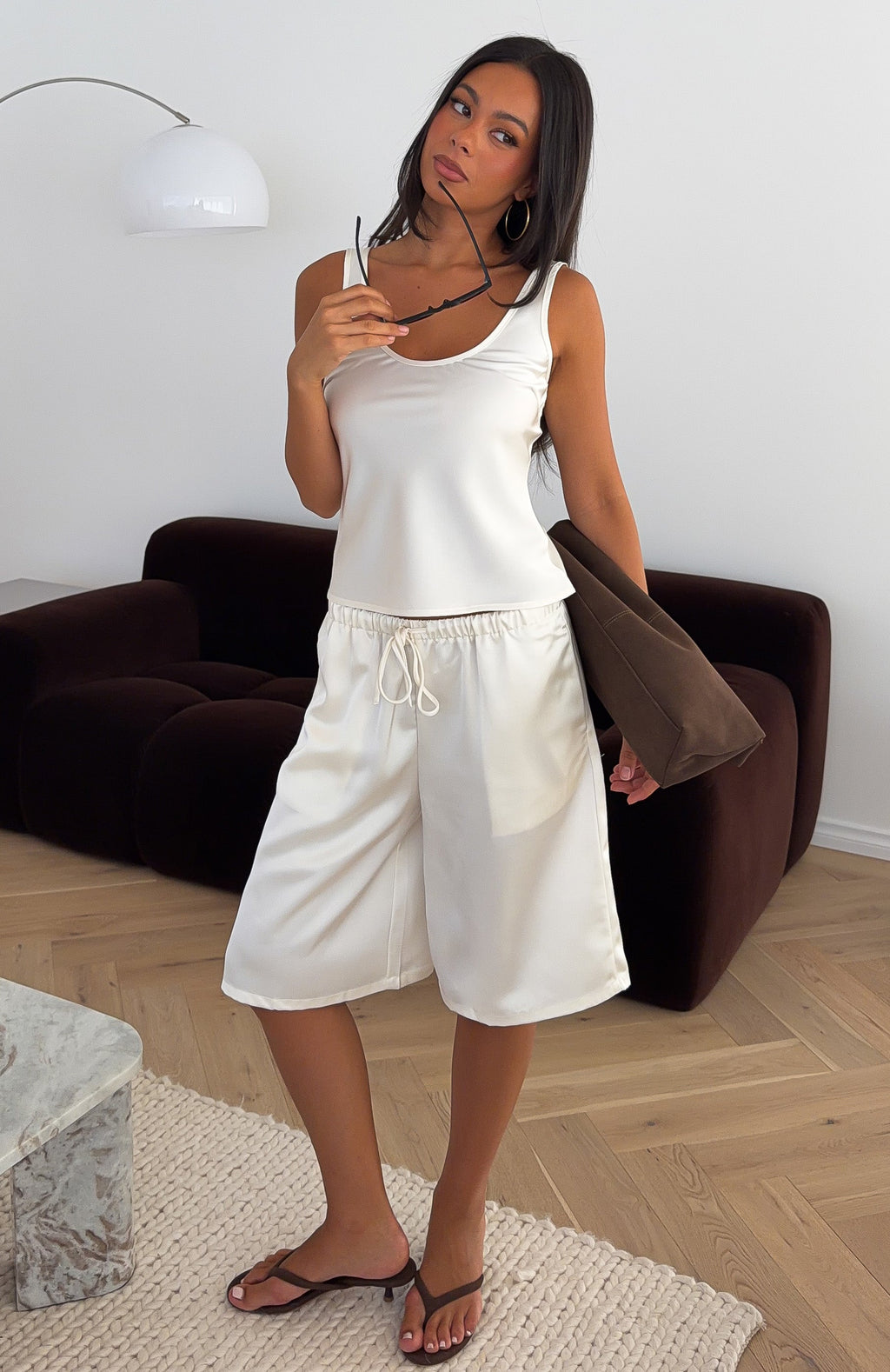 Under Different Stars Satin Top Off White