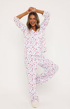 Pillow Talk Printed Long Sleeve Pyjama Set White Berries
