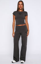Break The Records Wide Leg Pants Charcoal