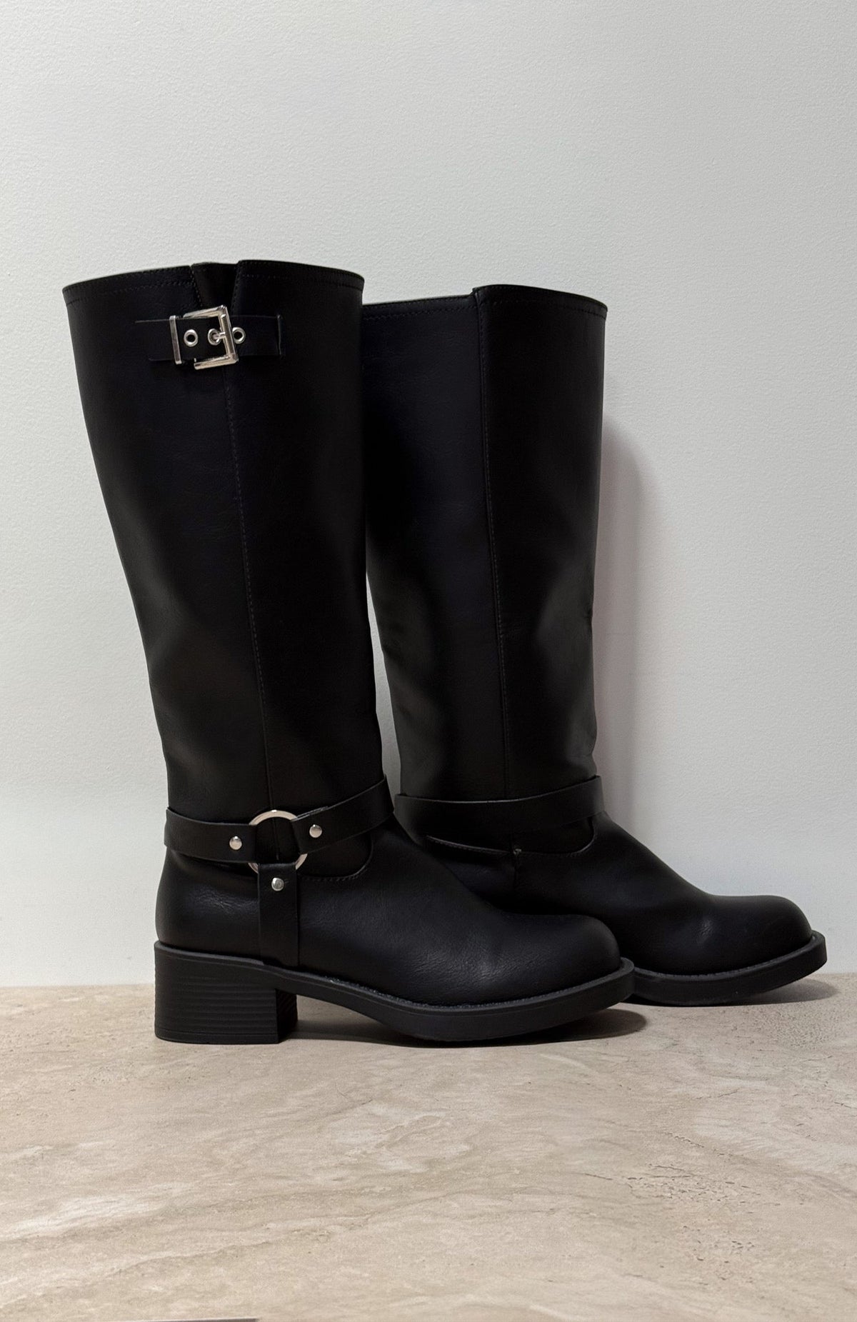 Rafferty Knee High Boots Black PU