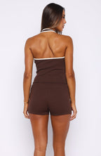 Doing My Best Ribbed Halter Top Chocolate