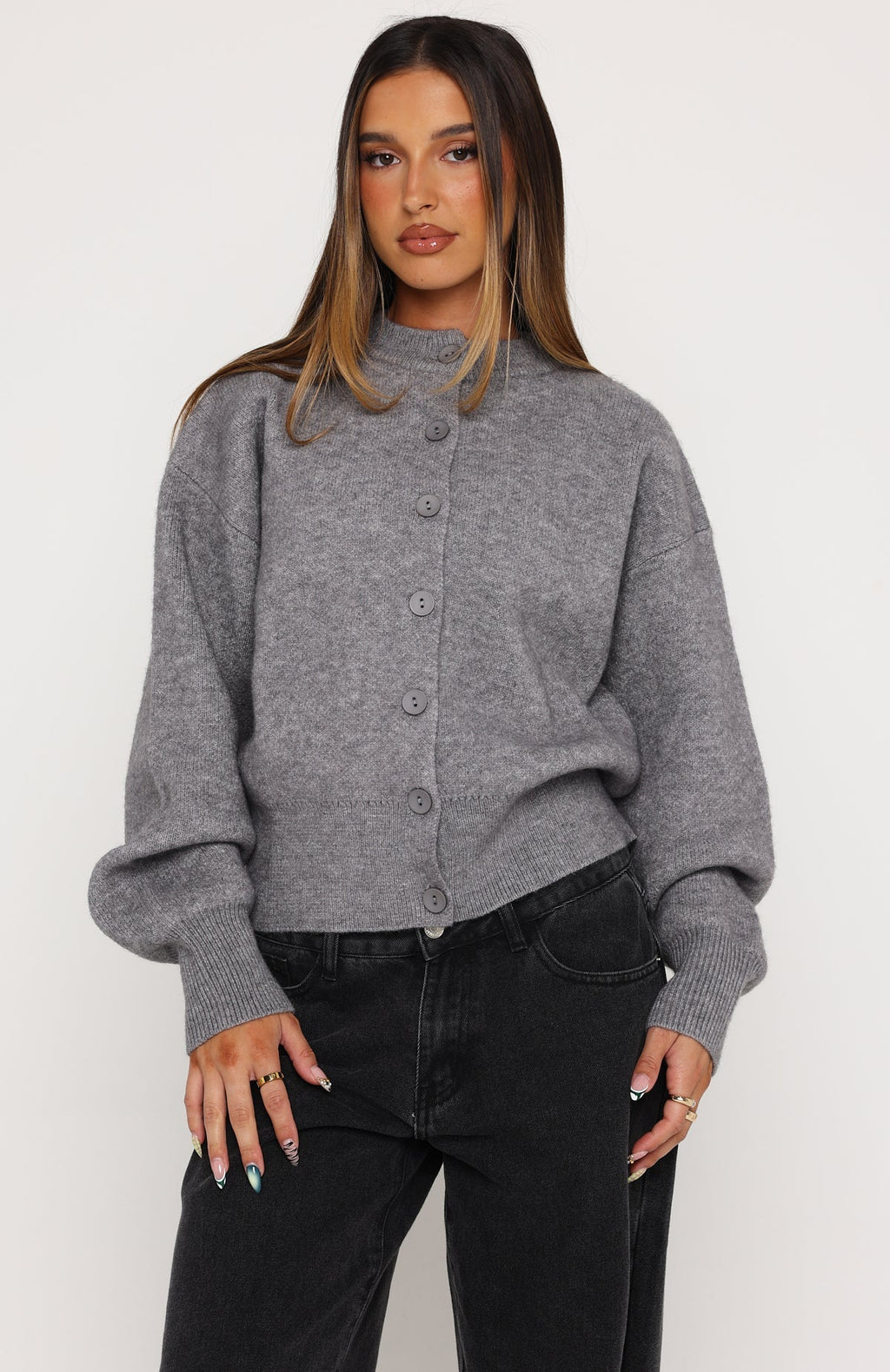 Filipa Knit Cardigan Grey Marle