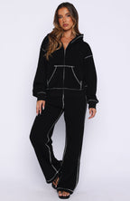 Flashing By Boxy Zip Front Hoodie Black
