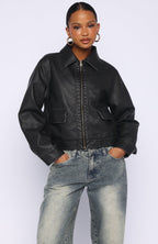 I Know Love PU Jacket Black