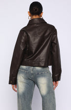 I Know Love PU Jacket Chocolate
