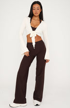 In A Minute Long Sleeve Tie Front Top Cream